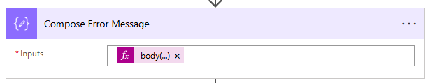 The Compose action used to retrieve the error message.